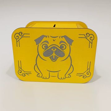Ağaç İşleme Ceviz Ağacı Sarı Köpek Kumbara