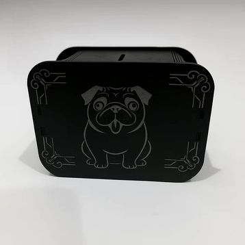 Ağaç İşleme Ceviz Ağacı Siyah Köpek Kumbara