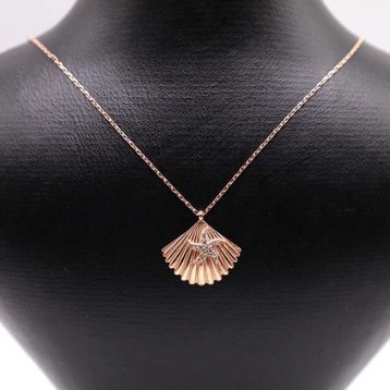 AgaKulche 925 Ayar 2.16 gr İstiridye Beyaz Taşlı Hayalet Gümüş Kolye