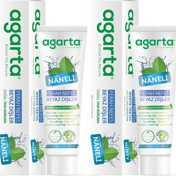 Agarta 4x100 ml Doğal Yoğun Naneli Florürsüz Ferah Nefes Diş Macunu