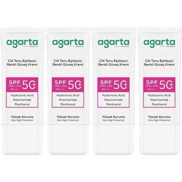 Agarta Cilt Tonu Eşitleyici 4x50 ml Renkli Kapatıcı Etkili SPF+50 Güneş Kremi