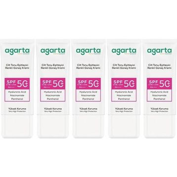 Agarta Cilt Tonu Eşitleyici 5x50 ml Renkli Kapatıcı Etkili SPF+50 Güneş Kremi