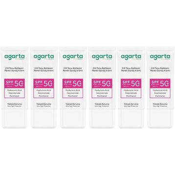 Agarta Cilt Tonu Eşitleyici 6x50 ml Renkli Kapatıcı Etkili SPF+50 Güneş Kremi