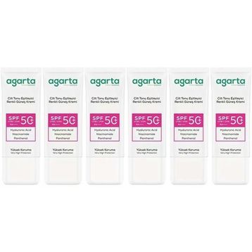Agarta Cilt Tonu Eşitleyici 6x50 ml Renkli Kapatıcı Etkili SPF+50 Güneş Kremi