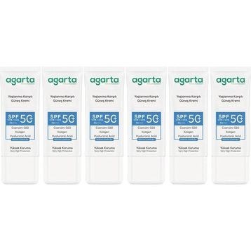 Agarta Collagen Destekli SPF+50 6x50 ml Yaşlanma Karşıtı Yüz Güneş Kremi