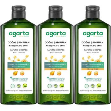 Agarta Kepek Karşı Etkili 3x400 ml Doğal Şampuan