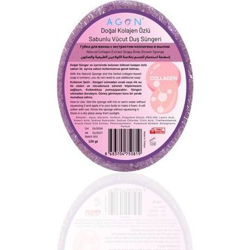 Agon Doğal El Yapımı Kolajen Özlü 125 gr Sabunlu Vücut Duş Süngeri