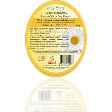 Agon Doğal El Yapımı Papatya Özlü Sabunlu 125 gr Vücut Duş Süngeri