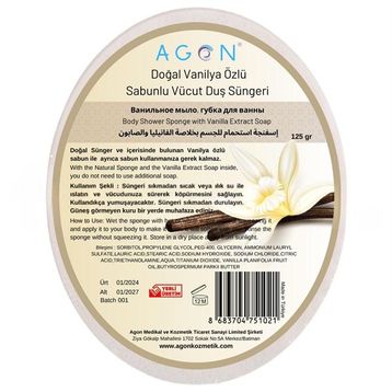 Agon Doğal El Yapımı Vanilya Özlü Sabunlu 125 gr Vücut Duş Süngeri
