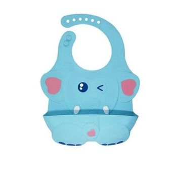 Agubugu Baby Kabartmalı Figürlü Cepli Silikon Mavi Mama Önlüğü