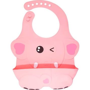 Agubugu Baby Kabartmalı Figürlü Cepli Silikon Pembe Mama Önlüğü
