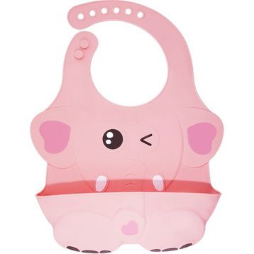 Agubugu Baby Kabartmalı Figürlü Cepli Silikon Pembe Mama Önlüğü