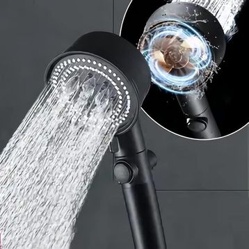 Ahlez Maxima Siyah Turbo Fan 5 Fonksiyonlu Duş Başlığı ve Duş Hortumu Duş Takımı
