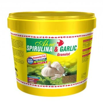 AHM Balık Yemleri Spirulina ve Garlic Granulat 3 kg Kova Sarımsaklı Yem