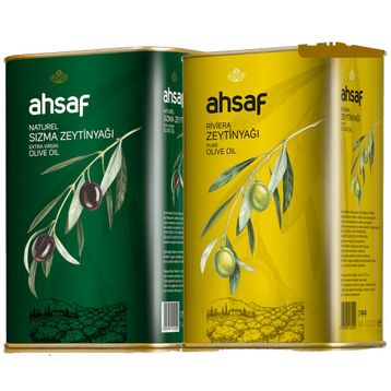 Ahsaf Riviera Zeytinyağı 1 lt Teneke + 1 lt Teneke Natürel Sızma Zeytinyağı (2 adet)