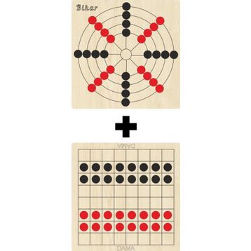 Ahtek ETİCSET209 Ahşap Dama ve Bihar Akıl Zeka Strateji ve Beceri Oyunları Seti