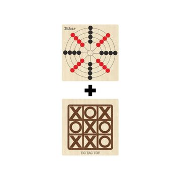 Ahtek ETİCSET211 Ahşap Tic-Tac-Toe ve Bihar Akıl Zeka Strateji ve Beceri Oyunları Seti