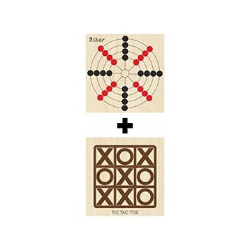 Ahtek ETİCSET211 Ahşap Tic-Tac-Toe ve Bihar Akıl Zeka Strateji ve Beceri Oyunları Seti