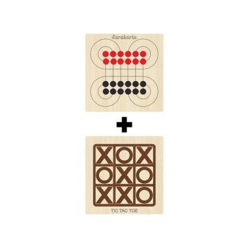 Ahtek ETİCSET213 Ahşap Tic-Tac-Toe ve Surakarta Akıl Zeka Strateji ve Beceri Oyunları Seti