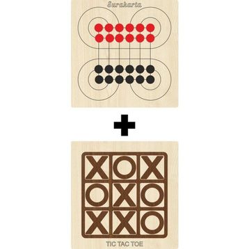 Ahtek ETİCSET213 Ahşap Tic-Tac-Toe ve Surakarta Akıl Zeka Strateji ve Beceri Oyunları Seti