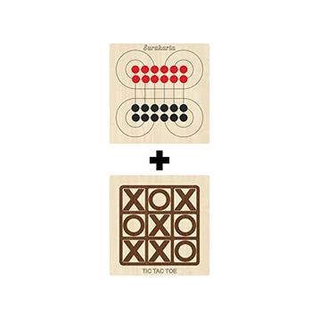 Ahtek ETİCSET213 Ahşap Tic-Tac-Toe ve Surakarta Akıl Zeka Strateji ve Beceri Oyunları Seti