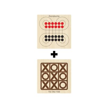Ahtek ETİCSET213 Ahşap Tic-Tac-Toe ve Surakarta Akıl Zeka Strateji ve Beceri Oyunları Seti