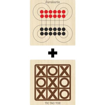 Ahtek ETİCSET213 Ahşap Tic-Tac-Toe ve Surakarta Akıl Zeka Strateji ve Beceri Oyunları Seti