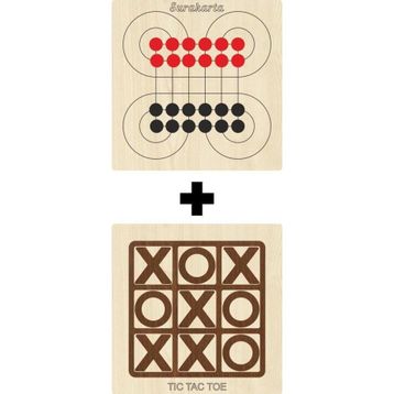 Ahtek ETİCSET213 Ahşap Tic-Tac-Toe ve Surakarta Akıl Zeka Strateji ve Beceri Oyunları Seti