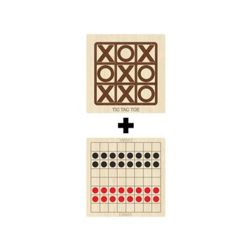 Ahtek ETİCSET214 Ahşap Dama ve Tic-Tac-Toe Akıl Zeka Strateji ve Beceri Oyunları Seti