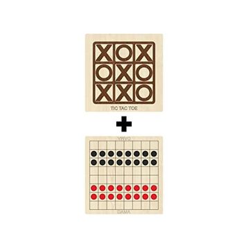 Ahtek ETİCSET214 Ahşap Dama ve Tic-Tac-Toe Akıl Zeka Strateji ve Beceri Oyunları Seti