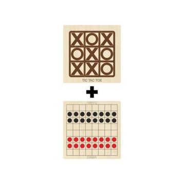 Ahtek ETİCSET214 Ahşap Dama ve Tic-Tac-Toe Akıl Zeka Strateji ve Beceri Oyunları Seti