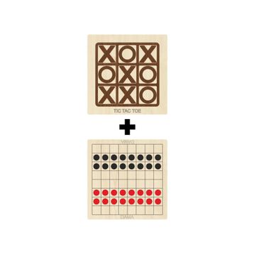 Ahtek ETİCSET214 Ahşap Dama ve Tic-Tac-Toe Akıl Zeka Strateji ve Beceri Oyunları Seti