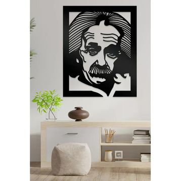 Ahwall Albert Einstein Figürlü Dekoratif Ahşap Tablo