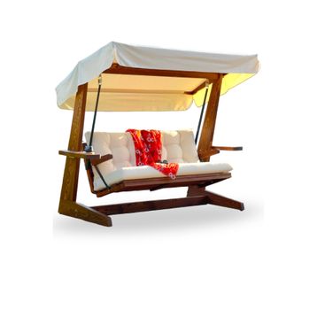 Aida Swings 2200 Viva Ahşap 3 Kişilik Krem Bahçe ve Balkon Salıncağı