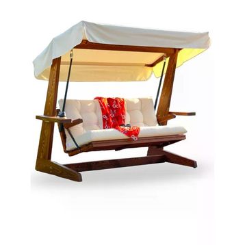Aida Swings 2200 Viva Ahşap 3 Kişilik Krem Bahçe ve Balkon Salıncağı