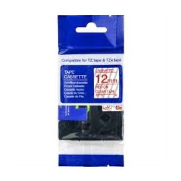 AIMO Krt-Muadil AZE-132 TZE-132 Şeffaf Üzerine Kırmızı Lamina 8 m 12 mm Şerit Etiket