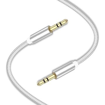 Airstorr Aux 3.5 mm Jack Girişli Örgü Ses Aktarım Kablosu Telefon Hoparlör Araç Aksesuarı
