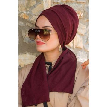 Aişe Tesettür Koyu Bordo Krınkıl Atkılı Bone