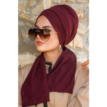 Aişe Tesettür Koyu Bordo Krınkıl Atkılı Bone