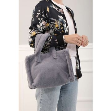 Aisha's Design Gri Kadın Mini Peluş Çanta