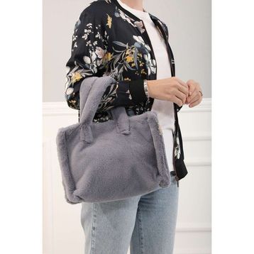 Aisha's Design Gri Kadın Mini Peluş Çanta