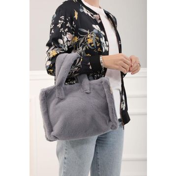 Aisha's Design Gri Kadın Mini Peluş Çanta