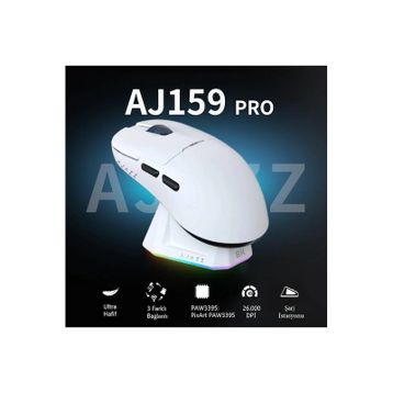 Ajazz AJ159 Pro Beyaz Şarjlı Optik Kablolu/Kablosuz Oyuncu Mouse