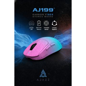Ajazz AJ199 Carbon Fiber Siyah Şarjlı Optik Kablolu/Kablosuz Oyuncu Mouse