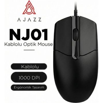 Ajazz NJ01 Sessiz Ergonomik Optik Kablolu Mouse