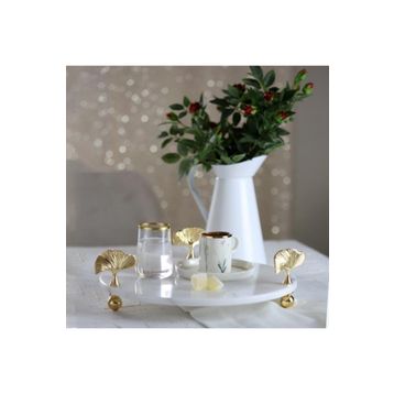 Akayev Mermer 30 cm Beyaz Yuvarlak Sunum Tabağı