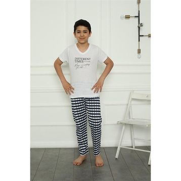 Akbeniz 20390 Beyaz Erkek Çocuk Penye Pijama Takım