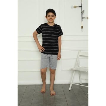 Akbeniz 20392 Siyah Erkek Çocuk Penye Şortlu Pijama Takım
