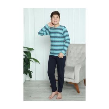 Akbeniz 20413 Turkuaz Erkek Çocuk Penye Pijama Takım