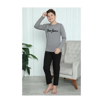 Akbeniz 20416 Gri Erkek Çocuk Penye Pijama Takım